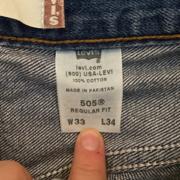 Levi’s Men’s 505 Regular Fit Dark Wash Denim Blue Jeans W33xL34 - Picture 7 of 7